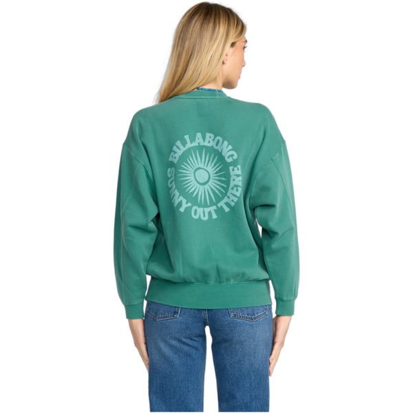 2025 Billabong Womens Time For Kendal Sweatshirt 24B463505 - Evergreen